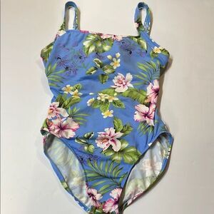 Jantzen Womens One Piece Multi Tropical Print Lined Swimsuit Sz 10